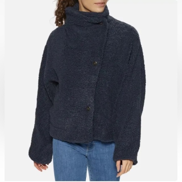 Free People Izzy Wrap Blue Teddy Button Jacket XSmall NWT - Picture 4 of 12